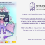 CEMUDIS presentará su Estudio de prevención de violencia hacia las mujeres con discapacidad desde el ámbito sanitario